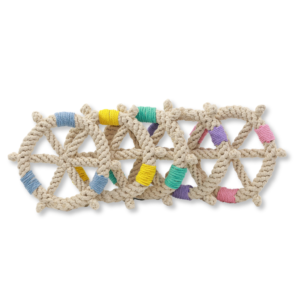 Colorful Steering Wheel Series Cotton Rope Woven Pet Toy - Front View. Durable and fun, perfect for chewing and playing.