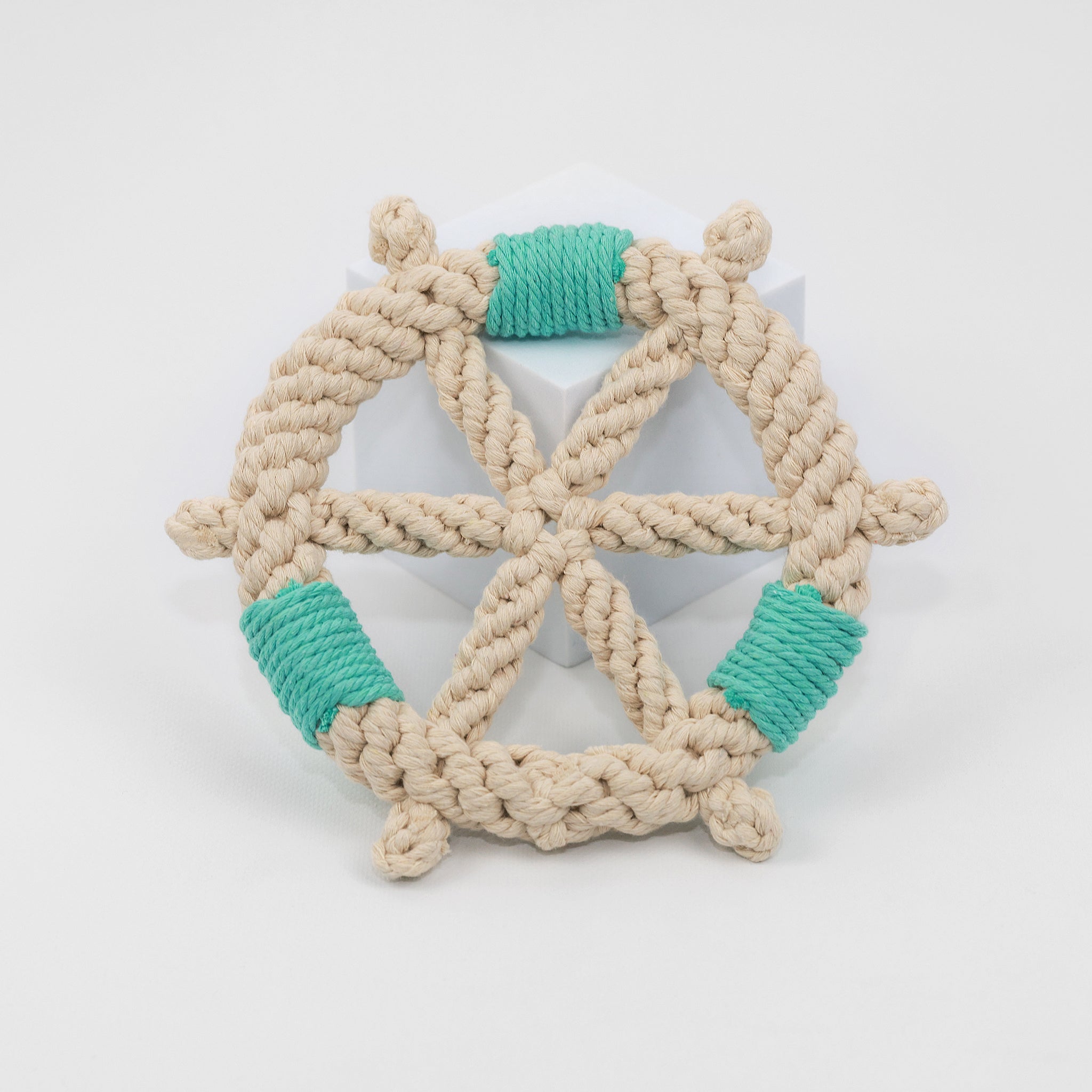 Colorful Steering Wheel Series Cotton Rope Woven Pet Toy - Front View. Durable and fun, perfect for chewing and playing.