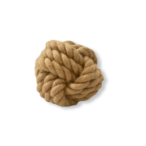Hand-woven pet toy with hemp rope and cotton, ideal for interactive play.
