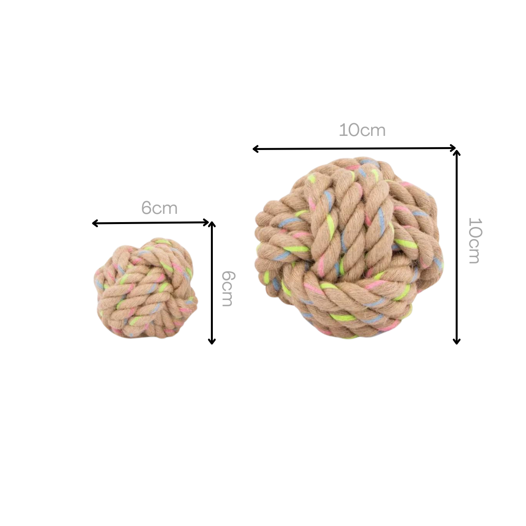 Hand-woven pet toy with hemp rope and cotton, ideal for interactive play.